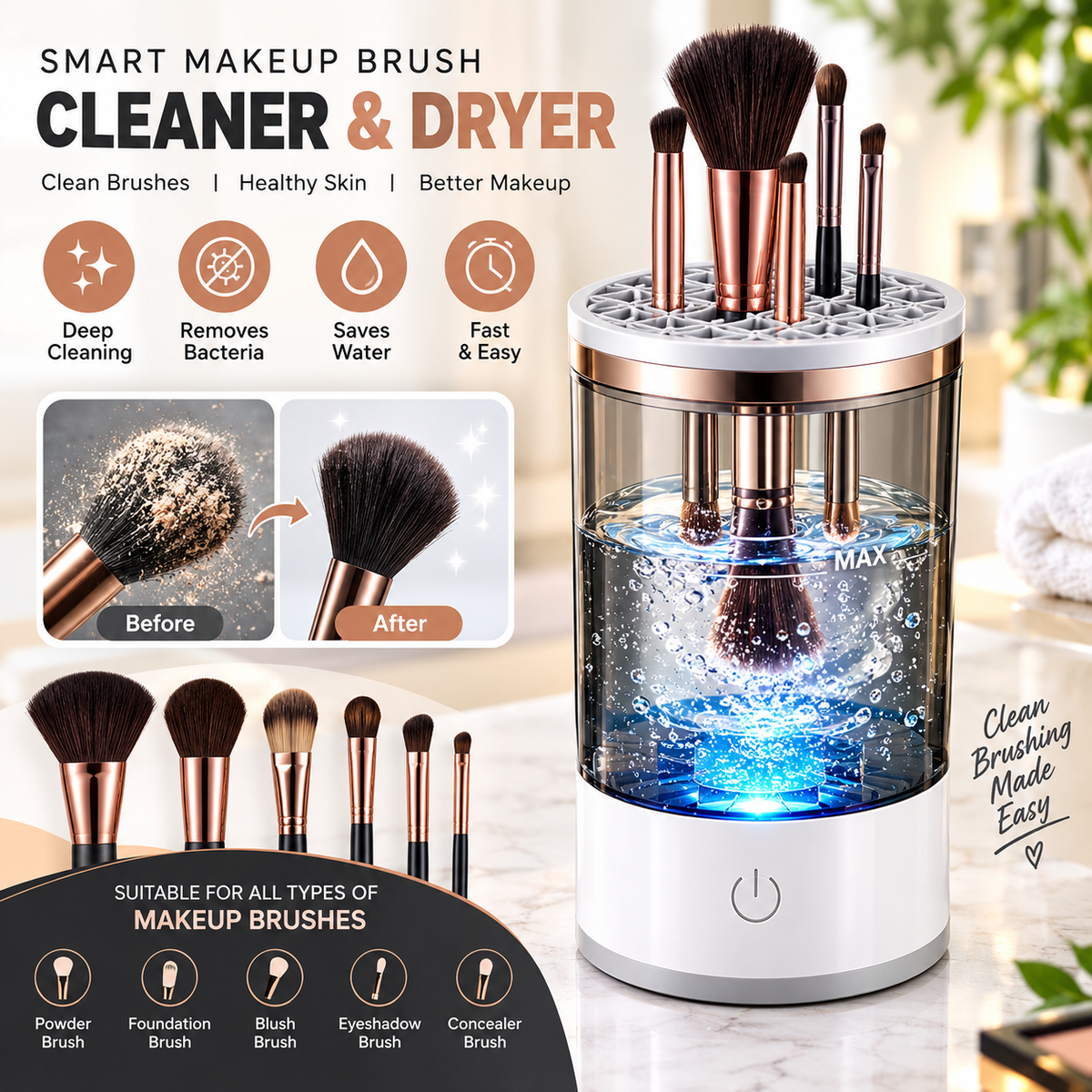 Makeup Brush Cleaner & Dryer – One Button Operation