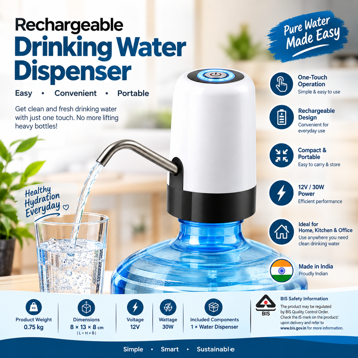 Rechargeable Drinking Water Dispenser